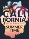 California background with palm. Vector background beach. Summer tropical banner design. Paradise poster template illustration