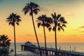 California beach at sunset, Los Angeles, California. Royalty Free Stock Photo