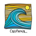 California beach, surfer poster