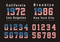 California and Brooklyn Set Flag America typography design