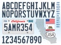 California car license plate, letters and numbers Royalty Free Stock Photo