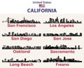 California cities skylines silhouettes vector set Royalty Free Stock Photo