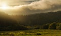 California Coastal Fog Rolling In During Sunset Royalty Free Stock Photo