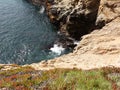 California Coastal Rocks and Cliffs, small inlet along the coast with vortex - Road Trip down Highway 1 Royalty Free Stock Photo