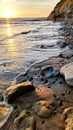 California Coastline Sunset Surfers Royalty Free Stock Photo