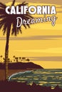 California Deaming Retro Travel Poster, Laguna Beach