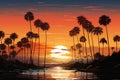 California dream Santa Barbara palm trees in a captivating sunset