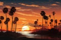 California dream Santa Barbara palm trees in a captivating sunset