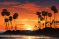 California dream Santa Barbara palm trees in a captivating sunset