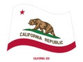 California Flag Waving Vector Illustration on White Background. USA State Flag Royalty Free Stock Photo