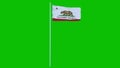 California Flag Waving on wind on green screen or chroma key background. 3d rendering Royalty Free Stock Photo