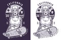 California girl skateboarder flyer monochrome