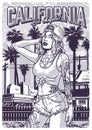 California girl zoomer monochrome poster