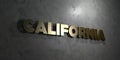 California - Gold text on black background - 3D rendered royalty free stock picture