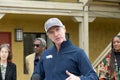 California Governor Gavin Newsom speaking at a Press Conf about the Home Key Housing Program Royalty Free Stock Photo