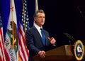 California Governor Gavin Newsom speaking at the State of the State address