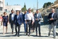California Governor Gavin Newsom walking at water treatment plant