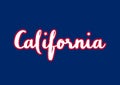 California hand lettering on blue background