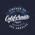 California hand written lettering with palms background. Royalty Free Stock Photo