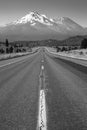 California Highway Heads Toward Mountain Landscape Mt Shasta Cascade Range Royalty Free Stock Photo