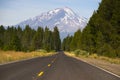 California Highway Heads Toward Mountain Landscape Mt Shasta Royalty Free Stock Photo