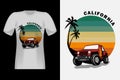 California With Jeep Hand Drawn Vintage Retro T-Shirt Design Royalty Free Stock Photo