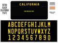 California License Plate Black Retro Design
