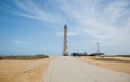 California Lighthouse on blue sky background, Aruba coastline. Nice landscape background