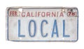 California Local License Plate Royalty Free Stock Photo