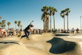 California, Los Angeles - june, 2019 Skater boy on the street in Los angeles. Skateboarding in venice beach Royalty Free Stock Photo