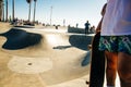 California, Los Angeles - june, 2019 Skater boy on the street in Los angeles. Skateboarding in venice beach Royalty Free Stock Photo