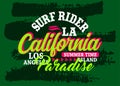 California Los Angeles surf rider paradise typeface vintage college, for print on t shirts etc.