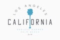 California, Los Angeles t-shirt design with palm tree silhouette. Endless summer slogan for tee shirt print. Typography graphics