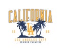 California, Los Angeles t-shirt design with palm trees and LA letters. Royalty Free Stock Photo