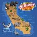 California map of animal wildlife