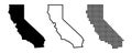 California map contour. California state map. Glyph and outline California map. US state map. Los Angeles symbol. San Francisco