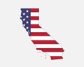 California Map on American Flag. CA, USA State Map on US Flag. EPS Vector Graphic Clipart Icon