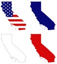 California map with USA flag - state in the Pacific Region of the United States Royalty Free Stock Photo