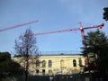 California Memorial Stadium construction site with a towering crane in the background Royalty Free Stock Photo