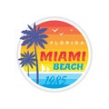 California Miami beach 1985 - vector illustration concept in retro vintage graphic style for t-shirt and other print production. Royalty Free Stock Photo