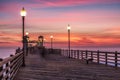 California Oceanside pier at sunset Royalty Free Stock Photo