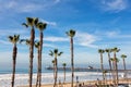 California Oceanside pier with palm trees view Royalty Free Stock Photo