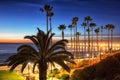 California Oceanside pier with palm trees view Royalty Free Stock Photo