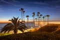 California Oceanside pier with palm trees view Royalty Free Stock Photo