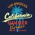 California paradise slogan, Summer beach typography, tee shirt graphic, slogan, printed design. t-shirt printing