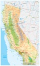 California Physical Map Royalty Free Stock Photo