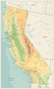 California Physical Map Retro Colors