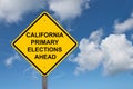 California Primary Elections Ahead Caution Sign Blue Sky Background Royalty Free Stock Photo