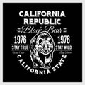 California Republic vintage typography with a grizzly Bear