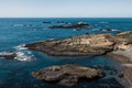 California rocky coast with ocean waves Royalty Free Stock Photo